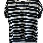 AQUA Womens Small Striped Top Black and White Photo 0