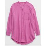 Aerie  Pool to Party Gauze Coverup Shirt Small Pink Button Down Front Shirt Top Photo 1