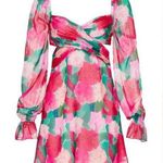 Louna multicolor floral, long puff sleeve, cutout waist mini dress romantic med. Pink Photo 0