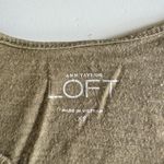 Loft Olive Green Crochet Detail Scoop Neck Curved Hem Tank Top Cotton Size XS Photo 4