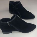 Black Suede Zip Side Silver Slant Heel With Bow Booties Womens 42 or US 8.5 Photo 11