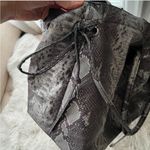 DSW  Grey Silver Python Snakeskin Print Large Drawstring Tote Bag EUC Photo 4