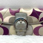 Coach  Silver Purple Signature Nylon Wallet Photo 0