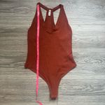 Free People Orange Brown Ribbed Sleeveless Racerback Bodysuit Size M Fall Trendy Photo 5
