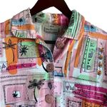 New Direction Women Cotton Top L Multicolor Artsy Novelty Travel Print Jacket Photo 9