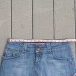 SO  Chewed Hem Y2K Denim Jean Skirt Size 7 Photo 5