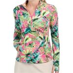 Tommy Bahama  Women’s S Pink Hawaiian Print Golf Tennis 1/3 Zip Jacket Pullover Photo 0