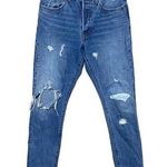 Levi's White Oak Cone Denim Selvedge 501s Skinny Button Distressed Womens 27 x 28 Photo 0