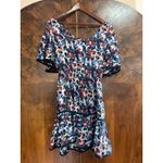 Milly  Rose Hibiscus Printed Silk Flutter Dress Photo 5