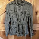 Max jeans  Women's Small Green Utility Jacket Military Drawstring Cinched Waste Photo 0