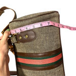 Vintage 70s Canvas Stripe Satchel Crossbody Bag Brown Tan Top Handle speedy Photo 2