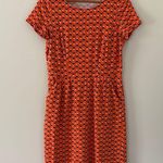 Boden Phoebe Jersey Tulip Dress Short Sleeve Pullover Floral Orange Navy Size 8L Photo 1