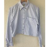VTG 80 Lilia Smitty Exclusive Striped Cropped Shirt Back Cutout USA Boho Western Blue Size M Photo 0