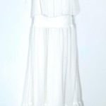 Lulus Spaghetti Tie Strap Tiered Sheer Ruffle Polka Dot Midi Dress Size Small White Photo 0