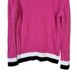 Tommy Hilfiger  Cable Knit Crewneck Sweater Womens XL Pink 100% Cotton Preppy Photo 3