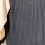 B+ab Navy Blue Pinstriped Long Sleeve Dark Academia Dress Women S Classic Preppy Photo 9