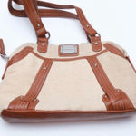Stone Mountain Canvas Leather Shoulder Bag Tan Brown Structured Tote Photo 0