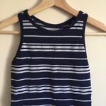 Athleta Navy Blue White Stripe Renew Stretch Racerback Athletic Workout Tank Top Photo 2