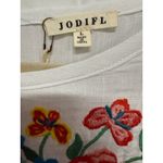 JODIFL  Boutique Over Sized Boho Embroidered Floral Neck White Size Large NWT Photo 4