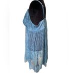 Cacique NEW Steel Blue All Over Sheer Lace Caged Babydoll Lingerie Slip Dress Photo 4