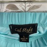 Vintage Cal Style USA Pleated Chiffon Skirt Aqua Blue L Large Midi Made in USA Photo 5