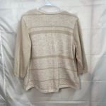 Christopher & Banks women's beige crocheted built-in tank button cotton sweater Photo 7