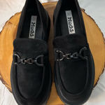 Mudd Shoes Women’s Size 9 Chunky Black Suede Loafers Black Buckle Accent Slip On Photo 0