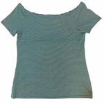 Old Navy NWOT  Teal & White Striped XL Classic Shirt Photo 4