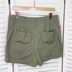 Loft ‎ Pleated Cuff Hem High Waist Paperbag Shorts Khaki Green 6 Photo 1