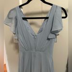 David's Bridal David’s Bridal Dusty Blue DayDream Dress with Flutter Sleeve Full Skirt size 0 Photo 6