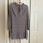 Loft Boho Plum & White Ruffle Dress | Size 8 | Tie Neck | Versatile & Chic Photo 8