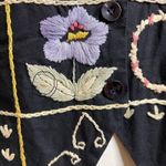 Vintage Vest Womens Medium Black Floral Embroidered V Neck Boho Photo 6