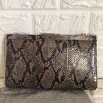 Bob Mackie Bob‎ Mackie dressy faux snake clutch with silver chain with dust bag 11" x 6" Photo 2