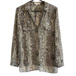Lavender Brown Green Snakeskin Print Sheer Blouse - Small Photo 0