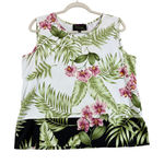 Kaudiana Hawaii Tropical Orchid Leaf Print Sleeveless Tank Top Women's M Rare White Size M Photo 0
