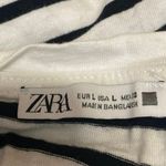 ZARA Women's Black White Striped Short Sleeve Crewneck Casual Tee T-shirt Top L Photo 2