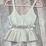 Boutique cream off white boho Ruffle Sweater Tank Top size small Photo 2
