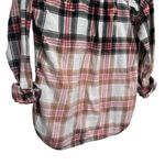 Women’s Hand bleached plaid farmhouse festival fall flannel shirt White Photo 5