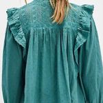 Free People NWT Wrapped In A Dream Embroidered Blouse North Sea Teal XS Photo 1