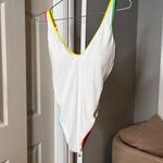 Sanctuary  Ribbed White And Multicolor Tone Swimsuit Size Small new Photo 5