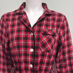 Lands' End  Womens Red Checkerboard Flannel Cotton Sleep Shirt Dress SMALL Photo 4