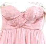Donna Morgan Baby Pink Silk Chiffon Strapless Rosettes Flare Dress 6 Balletcore Photo 3