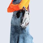 Marques Almeida Asymmetrical Frayed Denim Jean Overall Dress SIZE XS Blue Photo 3