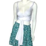 Green white Tiered mini skirt Size L Photo 0