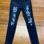 American Eagle  Ripped Super Stretch Dark Wash Denim Jeans Womens‎ Size 6 Skinny Photo 0