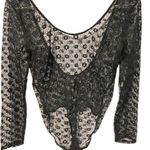 Victoria's Secret Large Black Floral Netted Thong Bodysuit Goth Long Sleeve NEW Photo 0