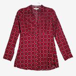 Roper Shirt Womens Medium Red White Geometric Floral Cowgirl Western Colorful Photo 0