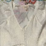 1.4.3. Story by Line Up  women’s small off white blouse v-neck ruched detail sheer Photo 7