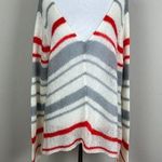 Wooden Ships  Sweater Women M L Striped Long Sleeve Knit V-Neck Mohair Wool Blend Photo 0