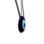 Evil Eye Nazar Protection Necklace Cobalt Blue Glass Pendent Silver Tone Chain Photo 7